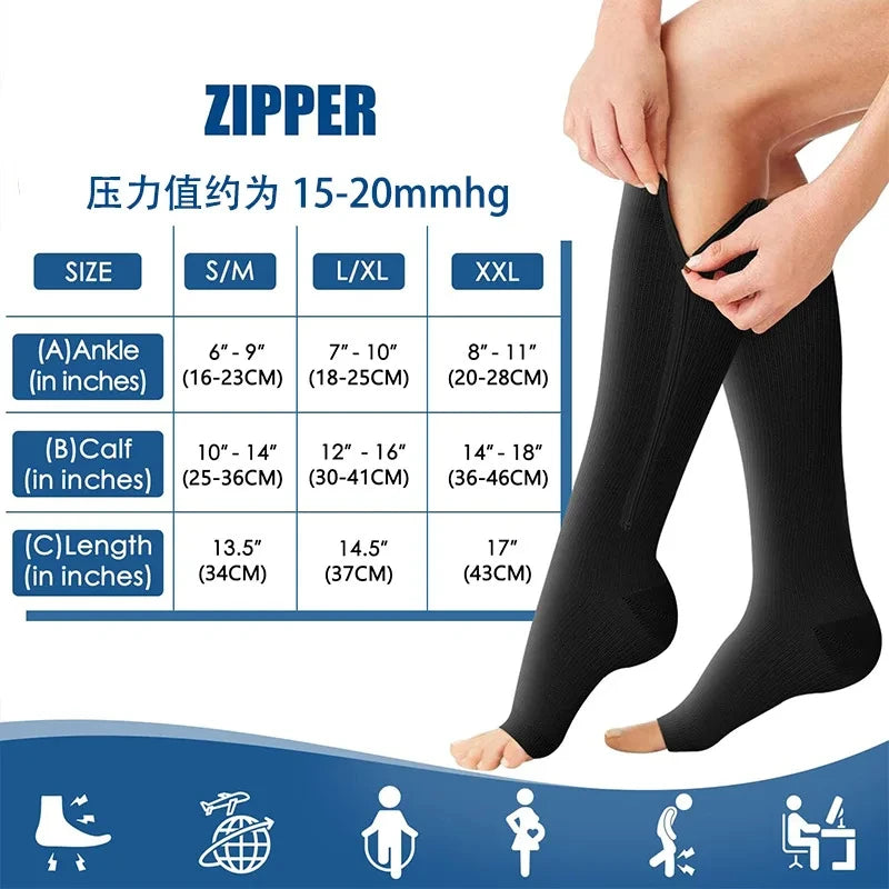 Chaussette de compression zippé