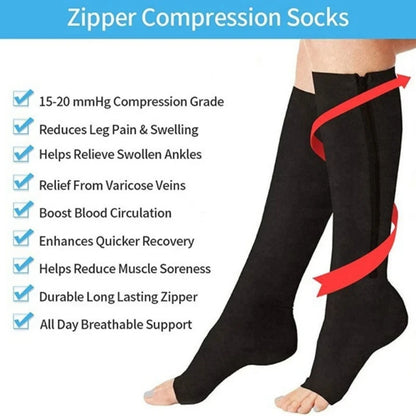 Chaussette de compression zippé